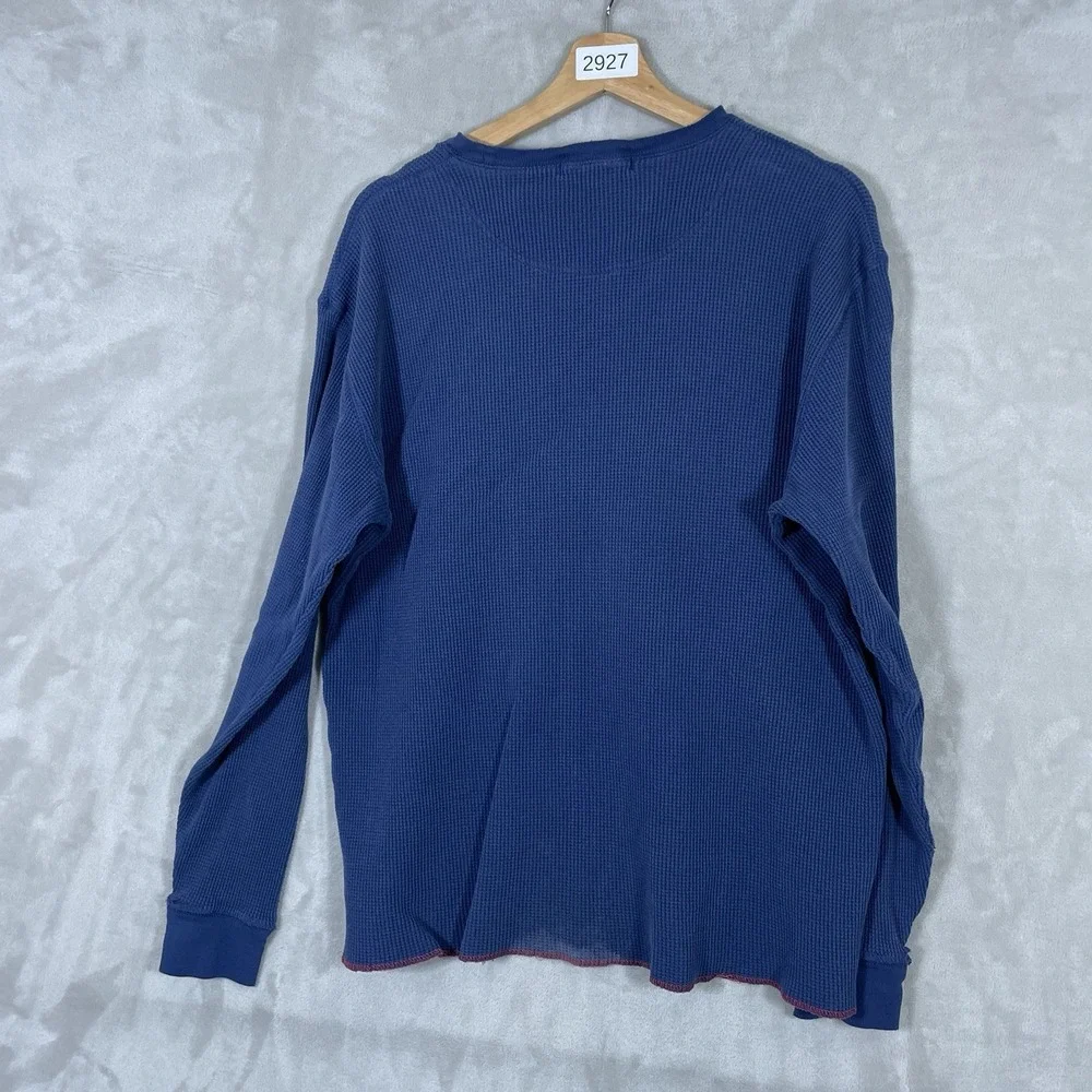 Vintage Polo Ralph Lauren Thermal Waffle Knit Shirt Mens Large Blue Red Cotton